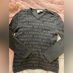 Vintage Armani Exchange Men’s V-Neck Logo Sweater